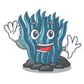 Waving blue seaweed isolated in the character