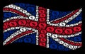 Waving British Flag Collage of Discount Coupon Icons