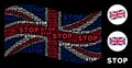 Waving British Flag Collage of STOP Texts