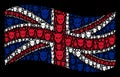 Waving British Flag Mosaic of Daemon Head Icons