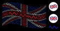 Waving British Flag Mosaic of Sinusoid Wave Items