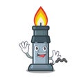 Waving bunsen burner in the mascot shape