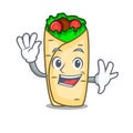 Waving burrito character cartoon style