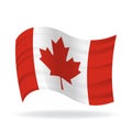 Waving Canada flag waving form on white background with shadow. Vector illustration