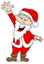 Waving cartoon santa claus on white