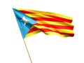 Waving Catalan flag isolated on white background 3D illustration Royalty Free Stock Photo