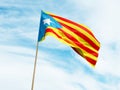 Waving Catalan flag on sky background 3D illustration Royalty Free Stock Photo