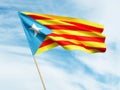 Waving Catalan flag on sky background 3D illustration Royalty Free Stock Photo