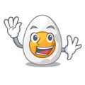 Waving character hard boiled egg ready to eat