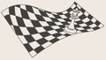 Waving Checkered Flag with a King Chess Piece Vector Graphic, vector design Generative AI Royalty Free Stock Photo