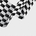 Waving checkered flag on transparent background. Racing flag. Vector illustration. Royalty Free Stock Photo