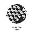 Waving checkered racing flag, brush stroke background. Racing flag. Vector illustration. Royalty Free Stock Photo