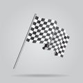 Waving Checkered racing flag. Vector Royalty Free Stock Photo