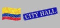 Waving Colombia Flag Collage of Circle Dots and Grunge City Hall Stamp Seal