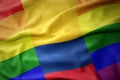 Waving colombia rainbow gay pride flag banner