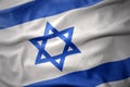 Waving colorful flag of israel. Royalty Free Stock Photo