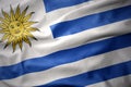 Waving colorful flag of uruguay.
