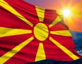 Waving colorful flag of Macedonia Royalty Free Stock Photo
