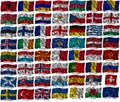 Waving colourful Europe flags Royalty Free Stock Photo