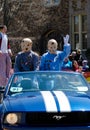 Waving Crash test dummies in a parade Royalty Free Stock Photo