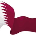 Waving and curled Qatar flag in cartoon effect, Vector illustration