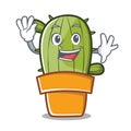 Waving cute cactus character cartoon