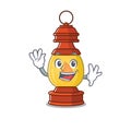 Waving cute smiley lantern Scroll cartoon character design