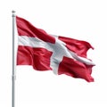 Waving Danish Flag on Flagpole Royalty Free Stock Photo