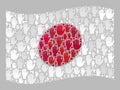 Waving Democracy Japan Flag - Collage of Raised Like Hands