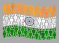 Waving Demographics India Flag - Collage with Man Elements