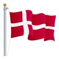 Waving Denmark Flag Isolated On A White Background. Vector Illustration. Royalty Free Stock Photo