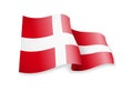 Waving Denmark flag on white background. Royalty Free Stock Photo