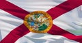Waving detailed national state flag of Florida, US, 3d illustration