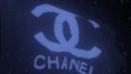 Waving digital flag with CHANEL company logo, 3d rendering, editorial 3d rendering