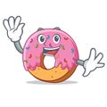 Waving Donut character cartoon style