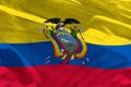 Waving Ecuador flag for using as texture or background, the flag is fluttering on the wind