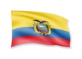 Waving Ecuador flag on white. Flag in the wind Royalty Free Stock Photo