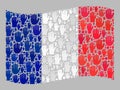 Waving Electoral France Flag - Collage of Raised Up Electoral Palms