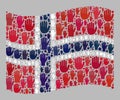 Waving Electoral Norway Flag - Collage of Raised Up Election Arms
