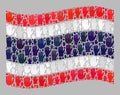 Waving Electoral Thailand Flag - Mosaic with Raised Electoral Hands