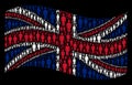 Waving British Flag Mosaic of Daemon Icons