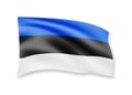Waving Estonia Flag on white. Flag in the Wind.