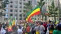 Waving Ethiopian flag