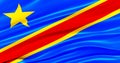 Waving Fabric Flag of congo, Silk Flag of congo. Royalty Free Stock Photo