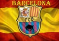 Waving fabric texture flag of FC Barcelona football club