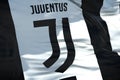 waving fabric texture flag of juventus football club, real texture flag, editorial use only