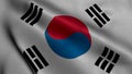 Waving Fabric Texture of the Flag of South Korea, Real Texture Waving Flag of the South Korea Royalty Free Stock Photo