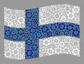 Waving Factory Finland Flag - Mosaic with Cog Wheels