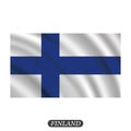 Waving Finland flag on a white background. Vector illustration Royalty Free Stock Photo