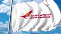 Waving flag with Air India logo. 3D rendering